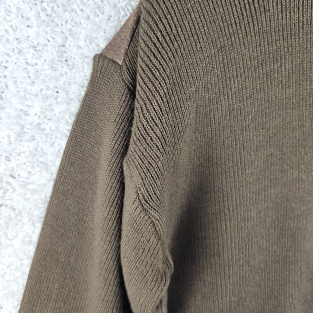 Vtg 70s Leather V Neck Sweater Cow Suede Brown Western Rockabilly Mens‎ XL